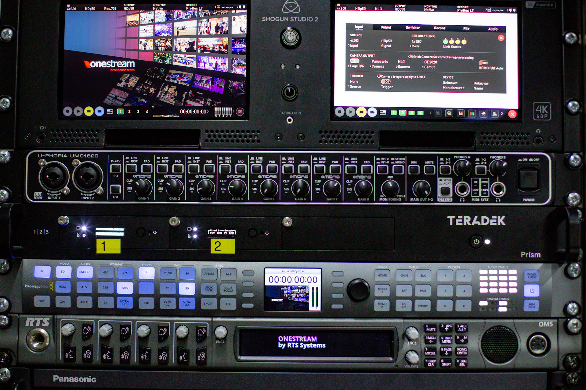 RTS Intercom System OMS rack inside UNIT10 UHD