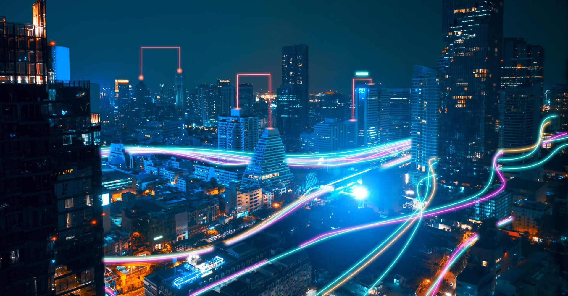 Connected city illustrating high-capacity live streaming server distribution